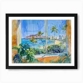 Honolulu From The Window View Painting 1 Art Print