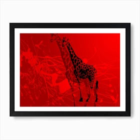 Giraffe Art Illustration In Painting Digital Style 04 Art Print