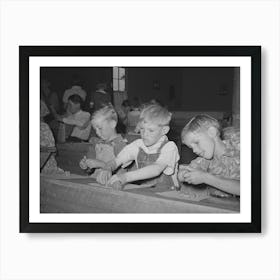 Youngsters Modeling In Clay At The Private School In The Farm Bureau Building, Pie Town, New Mexico By Art Print