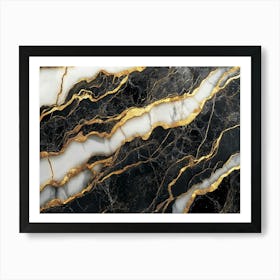 Gold And Black Marble Art Print