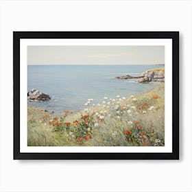 Ocean View Flowers Painting Art Print