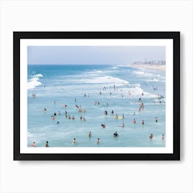 People Swimming In The Ocean, Praia Huntington, California Art Print