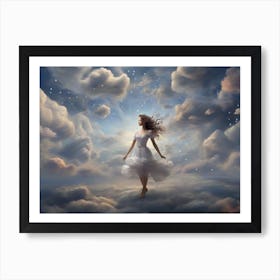 Girl In The Clouds Art Print