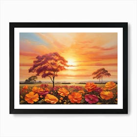 Sunset With Poppies 1 Art Print