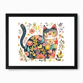 Little Floral Cat 1 Art Print
