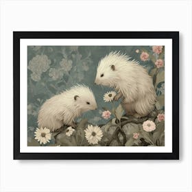 Floral Animal Illustration Porcupine 4 Art Print