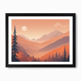 Misty mountains horizontal background in orange tone 82 Art Print