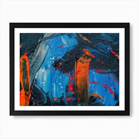 Abstract Painting, Oil On Canvas, Blue Color Art Print