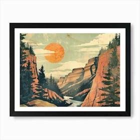 Retro Mountains 7 Art Print