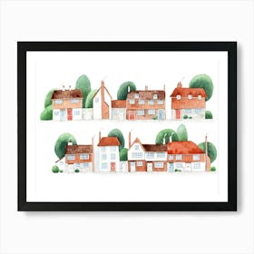 Watercolor Houses and Cottages in Kent Art Print