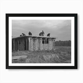 Men Working On Roof Of House Under Construction, Jersey Homesteads, Hightstown, New Jersey By Russell Lee Art Print