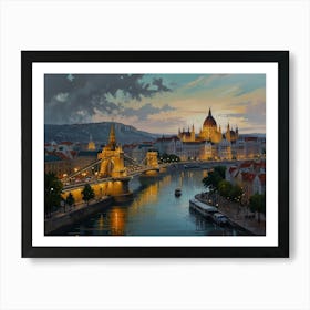 Budapest At Night art Art Print