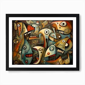 Hunzinator School Of Electric Eel Picasso Style Art Covering Th 5cddbb13 695e 4143 Aeb1 084be4ab9fe9 Art Print