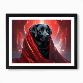 Black Labrador In Blanket Art Print