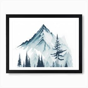 Mountain And Forest In Minimalist Watercolor Horizontal Composition 355 Art Print