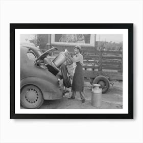 Loading Empty Milk Cans Into Back Of Car, Creamery, San Angelo, Texas By Russell Lee Art Print