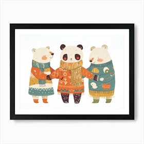 Three Panda Bears Art Print