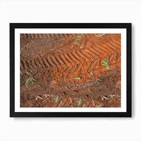 Texture Of Brown Mud With Tractor Tyre Tracks 1 Art Print