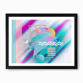 Memphis Pattern Retro Vaporwave Color 80s Artwork Art Print