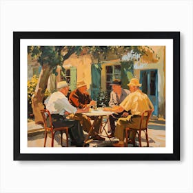 Old Men In A Country Cafe - expressionism 1 Art Print