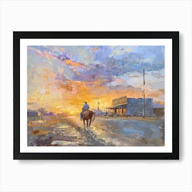 Western Sunset Landscapes Dodge City Kansas 2 Art Print