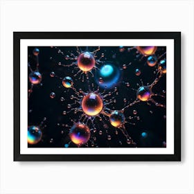 Abstract, Close Up Image Of Iridescent, Metallic Orbs With A Dark Background, Creating A Vibrant And Futuristic Effect Art Print