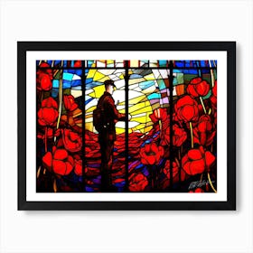 Remembrance Day Reminiscing - Soldier In Poppies Art Print