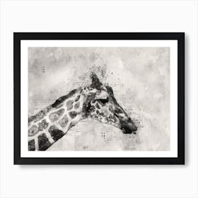 A Nice Giraffe Art Illustration In A Painting Style 05 Art Print