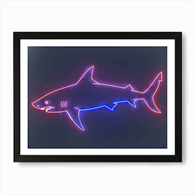 Neon Sign Inspired Shark 3 Art Print