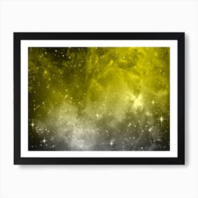 Yellow Grey Galaxy Space Background Art Print