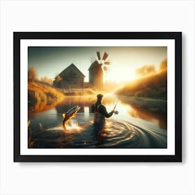Fly Fisherman In The River 1 Art Print