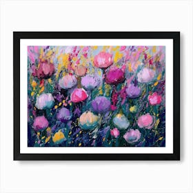 Colorful Painting Of Flowers pink purple yellow Art Print