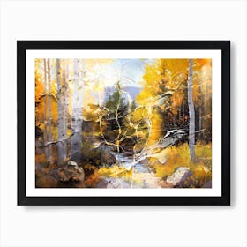 Landscape Forest Trees Art Illustration In A Painting Style 08 Art Print