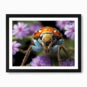 Beetle On Purple Flower Art Print