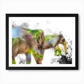 Elephant Art Illustration In A Photomontage Style 03 Art Print