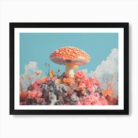 Pink Mushroom Art Print