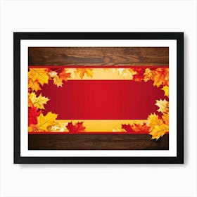 Banner Featuring A Seamless Pattern Of Oak And Maple Leaves Brilliant Shades Of Yellow And Orange E (1) Art Print