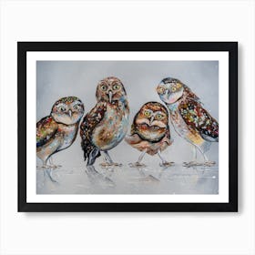 Company Of Owls Birds Art Oil Painting Art Print