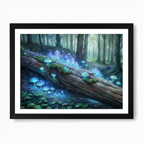 A Glowing Depiction Of Bioluminescent Fungi On A F (1) Art Print