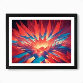 Abstract 3d Rendering Of A Spiky, Geometric Object With A Glowing Center, Resembling A Crystal Or A Burst Of Energy Art Print