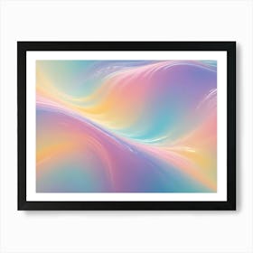 An Abstract Image Of Flowing, Wavy Lines In Shades Of Pink, Blue, And Yellow, Creating A Soft And Dreamy Background Art Print