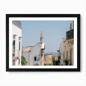 Italian street view at the sea | Ostuni | Italy Art Print