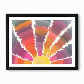 Colorful Watercolor Sun, Boho Sunshine Art Print