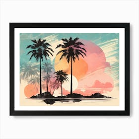 Palm Trees At Sunset 2 Art Print