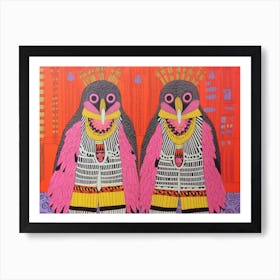 Crowned Eagle 2 Folk Style Animal Illustration Art Print