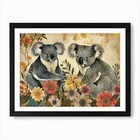 Floral Animal Illustration Koala 1 Art Print