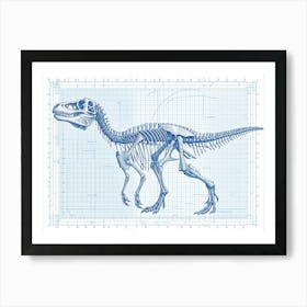 Deinonychus Skeleton Hand Drawn Blueprint 1 Art Print