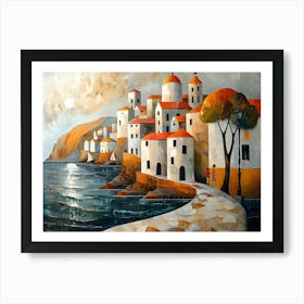 Town By The Sea, Cubism Art Print