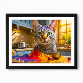 Cat In The Kitchen Art Print