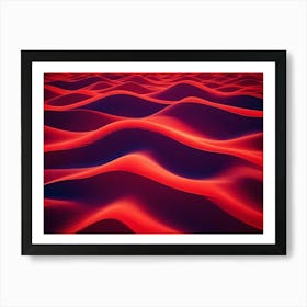 Abstract Background Of Rolling, Red, Wave Like Hills, Creating A Dynamic And Vibrant Scene Art Print